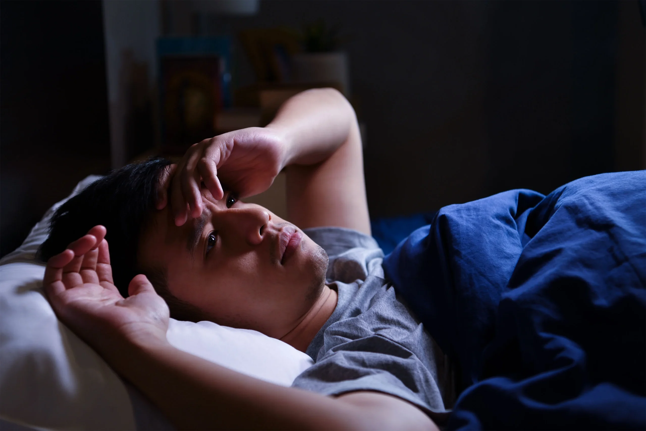 man unable to sleep
